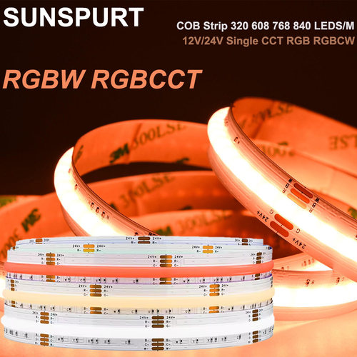 COB低压12v单双色灯带七彩RGBCCT线型灯条24v智能调光三色LED自粘