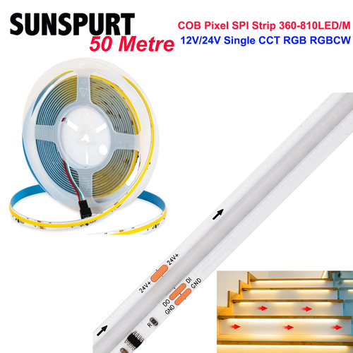 12V/24V柔性FCOB幻彩LED灯条WS2811RGB全彩编程流水COB匀光灯带