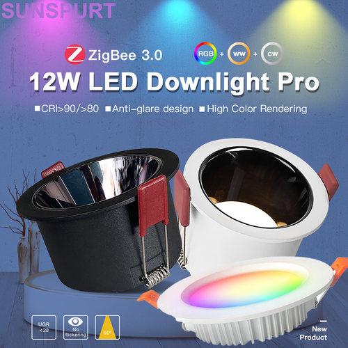 涂鸦智能12W筒灯WIFI筒灯 RGBCW zigbee 3.0 CCT筒灯调光调色语音