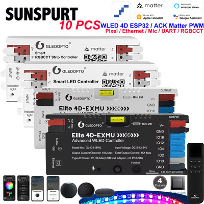 WLED新品带以太网接口ESP32四路输出幻彩Matter控制器PWM控RGBCCT