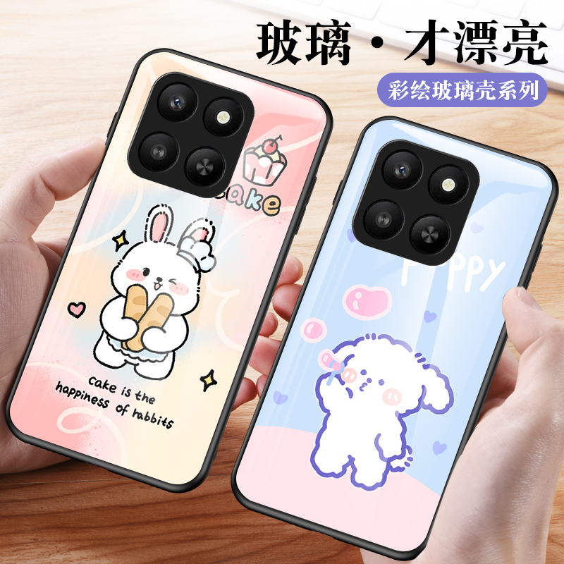 适用于荣耀400 Smart手机壳彩绘玻璃honro400smart保护套全包防摔LGN-NX1超薄case海外版mart卡通兔兔s外壳港