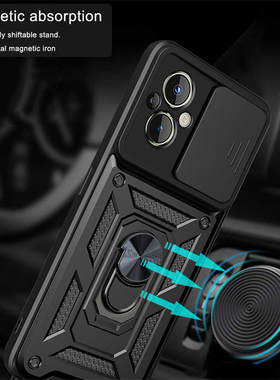 适用OPPO Reno7Z手机壳滑盖推窗镜头opporeno8z全包保护套CPH2343硅胶磨砂外壳气囊防摔0PP0商务男款磁吸指环