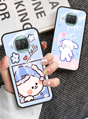 适用小米10Tlite手机壳彩绘玻璃小mi10T lite卡通可爱女款彩绘图案M2007J17G全包防摔xiaomi硅胶保护套软外壳