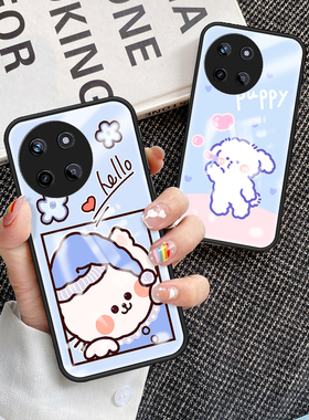 适用真我11海外4G版手机壳Realme11彩绘玻璃opporealme114g版硅胶保护套oppo全包防摔reαlme十一可爱男女款