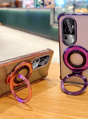 适用OPPO Reno10pro手机壳带镜头膜opooreno9保护套8por气囊防摔+硅胶软壳7p全包reo6透明5外壳PHV110支架PHW