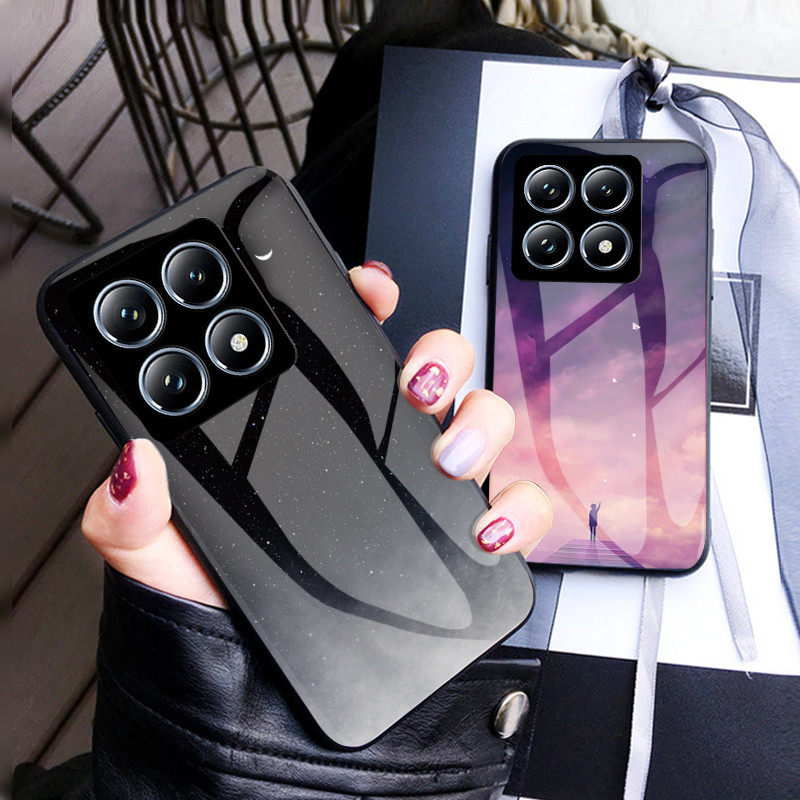 适用小米14tpro手机壳彩绘玻璃xiaomi14T保护套星空超薄pro软边外壳case海外版tpor全包防摔por港p男女新款5g