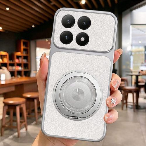 适用于小米Poco F6Pro手机壳磨砂皮纹pocof6保护套全包防摔por外壳p香港版5G旋转磁吸支架pcof海外国际男女款
