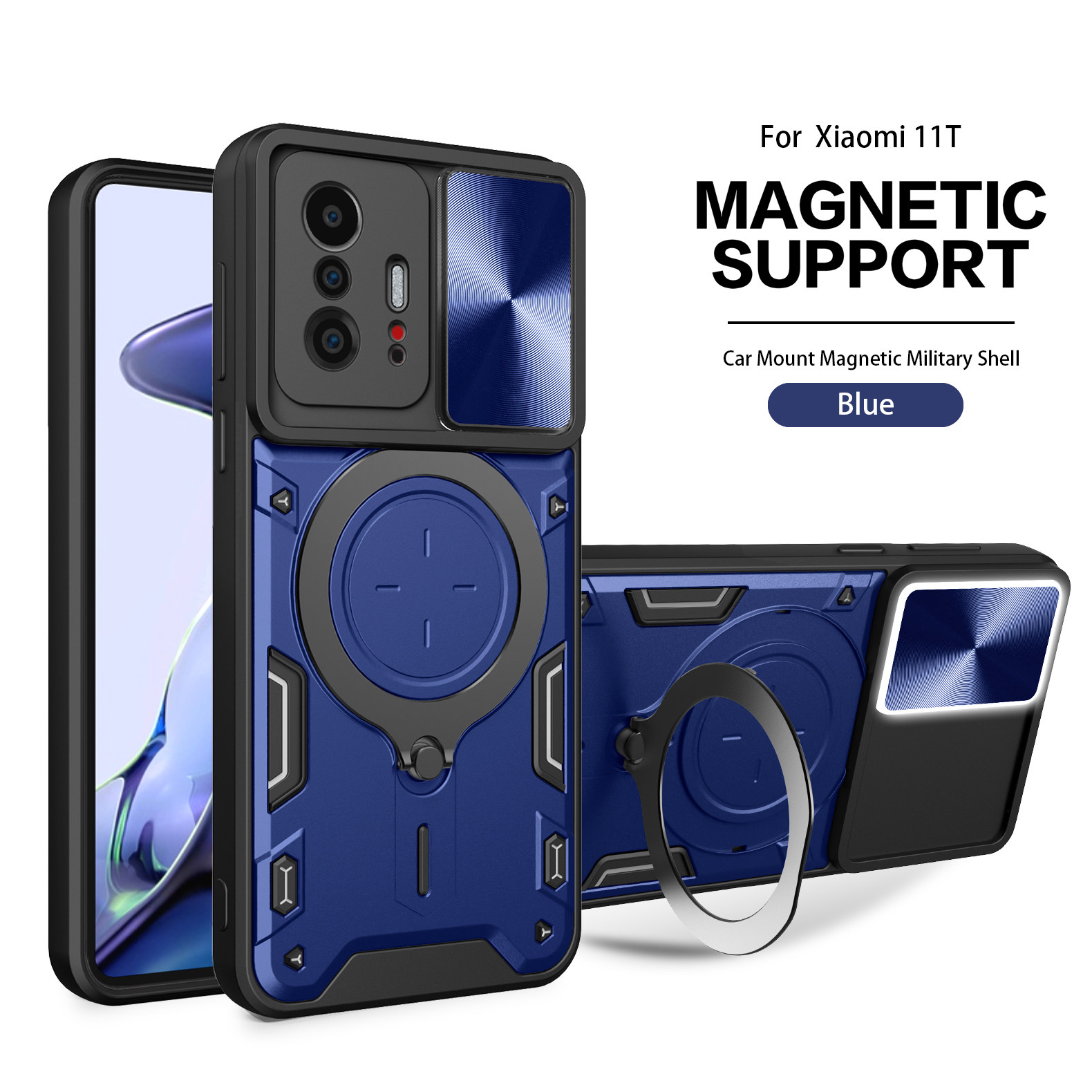 适用小米11T手机壳镜头翻盖11tpro保护套xiaomi支架来电闪case全包防摔tpro个性创意mi海外版男女新款外壳por