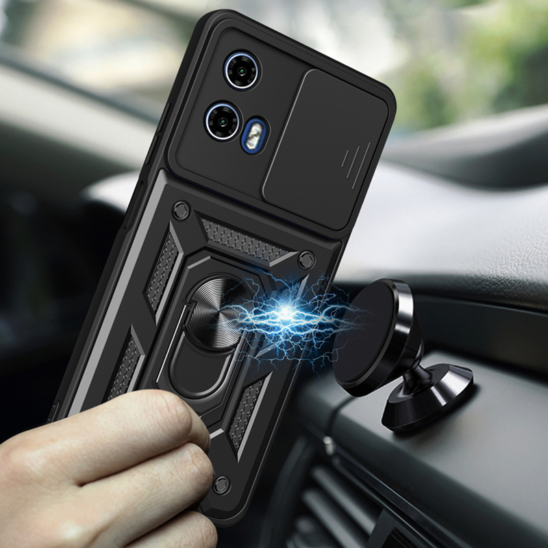 适用摩托罗拉G34手机壳新款滑盖推拉镜头g34硅胶保护套motog34全包男磨砂软硬壳MotorolaG34磁吸指环XT2363-2