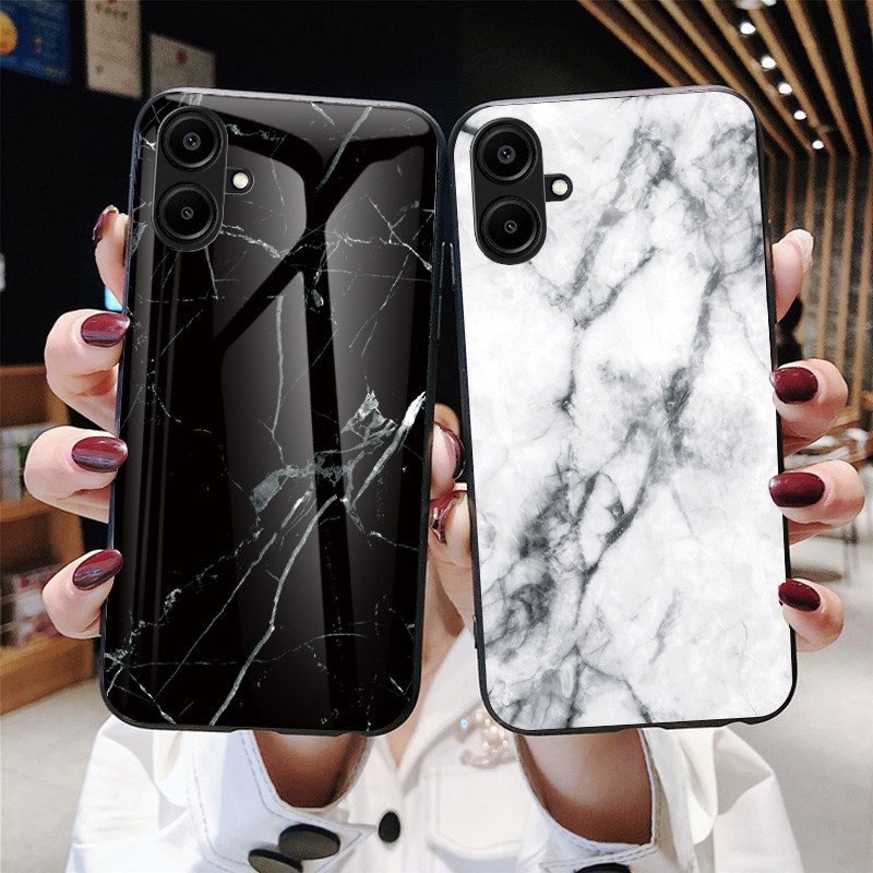 适用三星A06手机壳大理石纹Galaxy a06保护套彩绘玻璃SM-A065F外壳m男女新款galaxya全包防摔情侣3硅胶软case