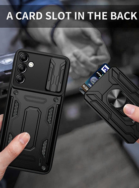 适用三星A14手机壳卡包男款5G版galaxy a14气囊防摔可插卡SM-A146B推拉镜头滑盖卡套磁吸指环A146P装咭片机壳