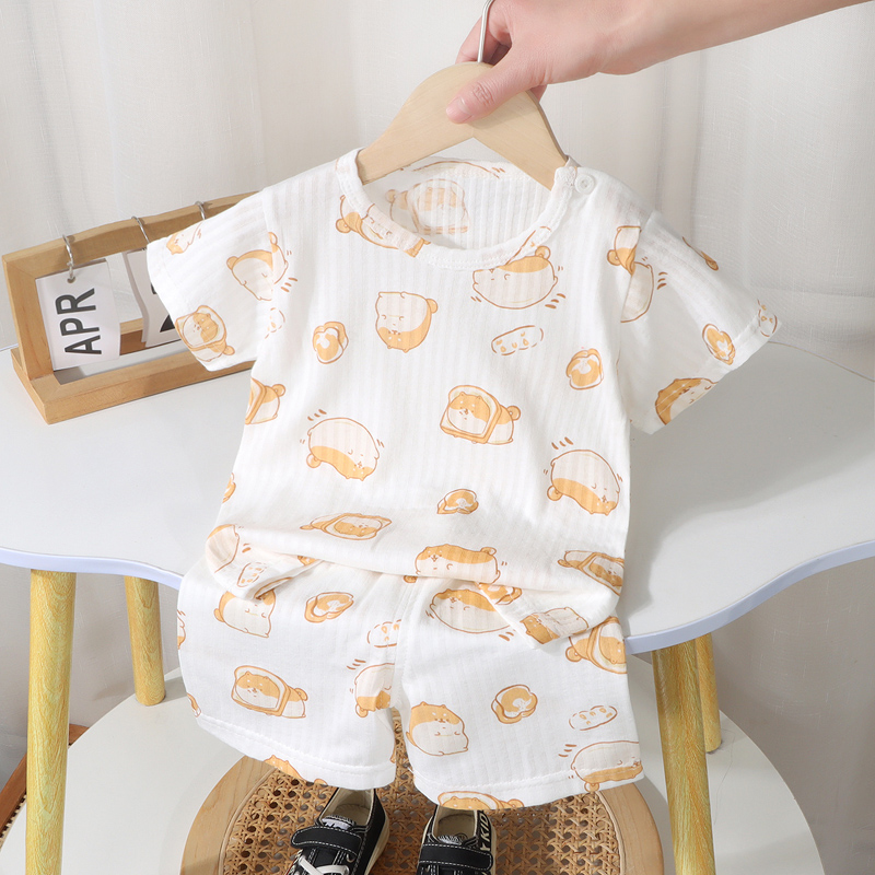 儿童卡通纯棉短袖套装夏季薄款