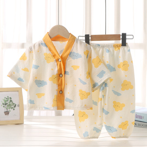 儿童家居服套装女宝宝夏季半袖睡衣男童薄款空调服中大童两件套新