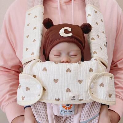 背带口水巾新生儿A类纯棉纱布防咬巾婴儿腰凳防啃垫巾推车扶手套