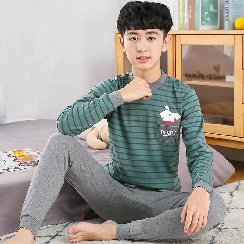 纯棉青少年秋衣秋裤套装男高中学保暖套装