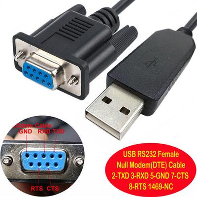 USB转九针母 DB9母 DB9F Null Modem 零调制解调器线 串口通讯线