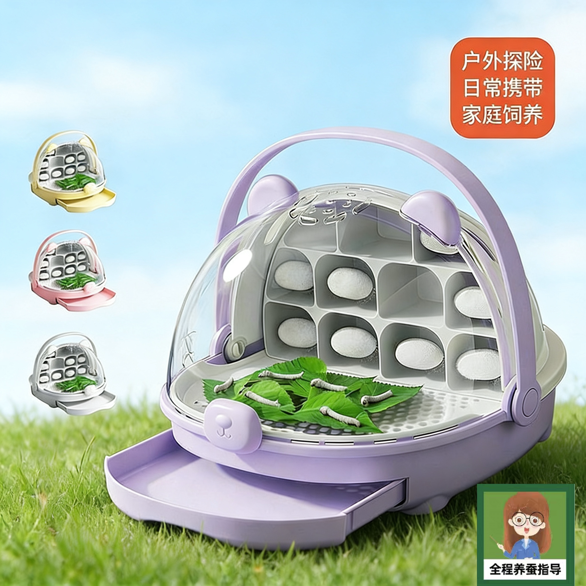 养蚕太空舱蚕宝宝饲养箱养殖盒别墅养蚕学生套餐科普春蚕桑叶套餐
