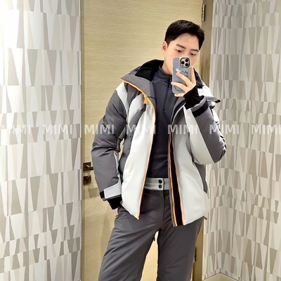 冬季滑雪OOTD灰橙男装渠道羽绒服
