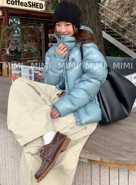 MIMI/太阳石头天池蓝渠道货户外轻厚羽绒服连帽外套男女同款情侣