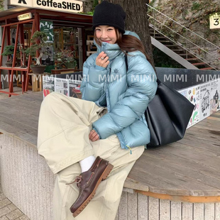 MIMI 情侣 太阳石头天池蓝渠道货户外轻厚羽绒服连帽外套男女同款