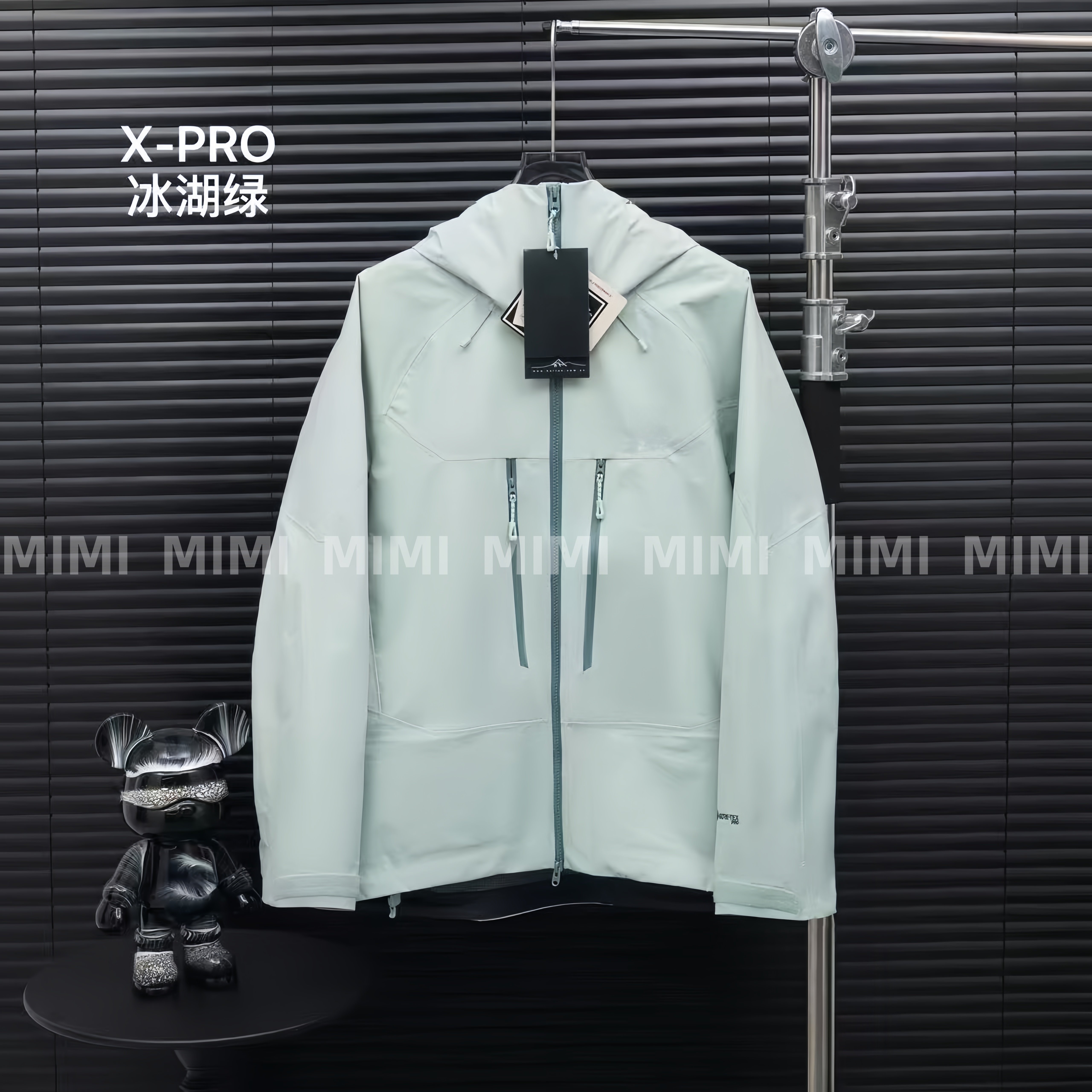 MIMI/太阳石头专业户外硬壳情侣冲锋衣运动登山男女外套冰湖绿潮