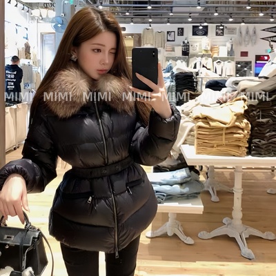 渠道货黑天鹅狐狸毛领Boed收腰短