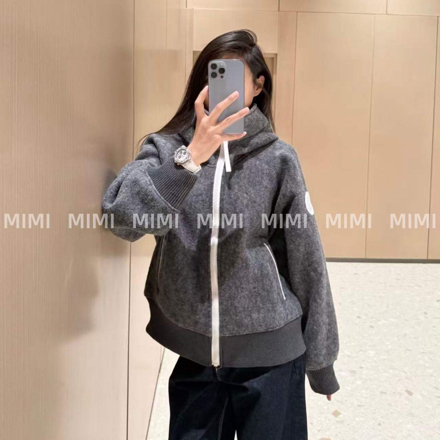 加拿大白标羊羔毛双面抓绒外套潮