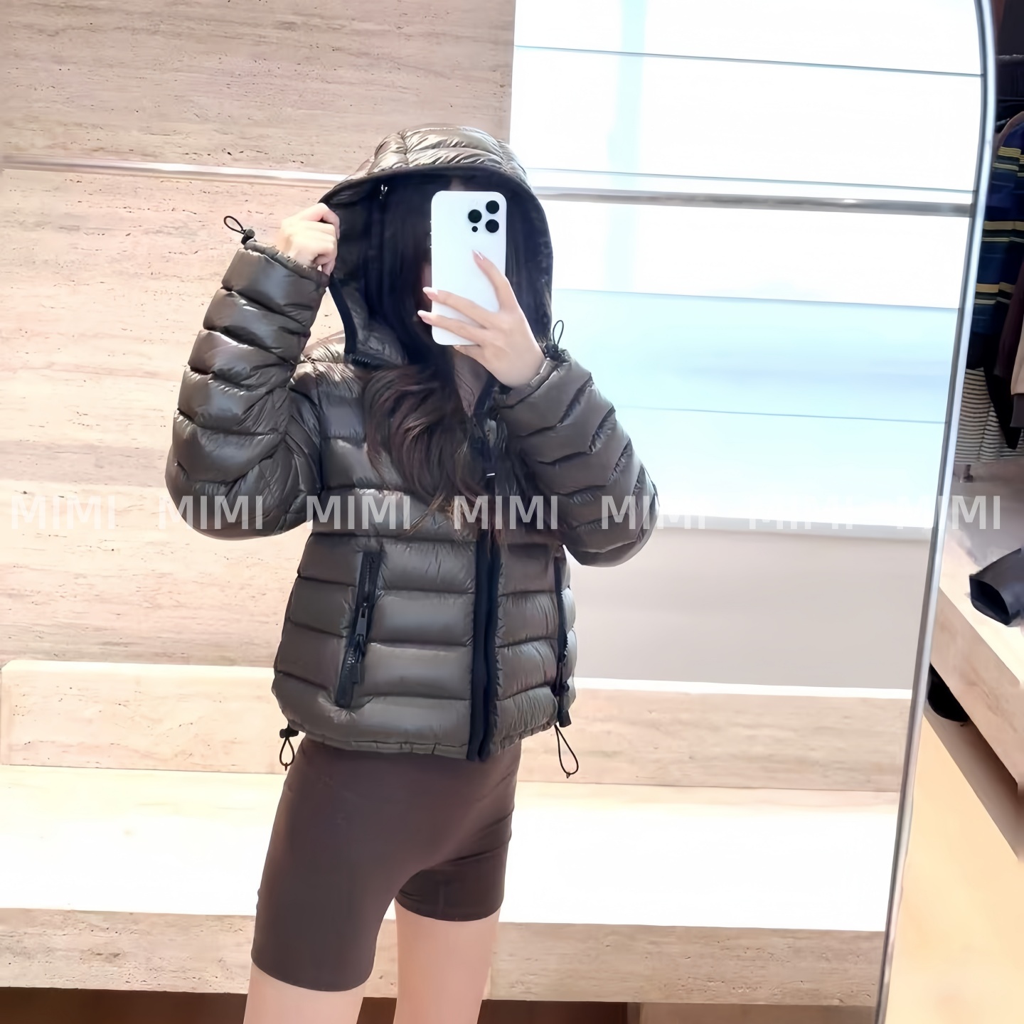 /排骨连帽鹅绒服羽绒外套复古绿