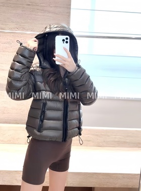 MIMI/排骨连帽鹅绒服羽绒外套冬日穿搭轻薄保暖复古森林绿色出片