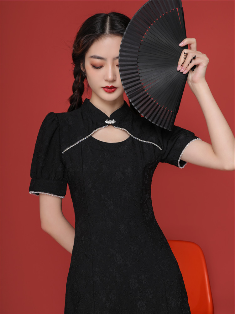 国潮旗袍2023新款复古少女年轻款现代暗黑系萝莉甜美改良版连衣裙