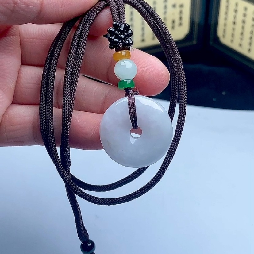 天然翡翠A货吊坠缅甸料冰底润白平安扣项坠正品四会珠宝玉器批发