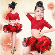 2019 trẻ em mới quần áo biểu diễn khiêu vũ Latin cô gái ren váy khiêu vũ Latin trẻ em quần áo cạnh tranh Latin - Quần áo ngoài trời