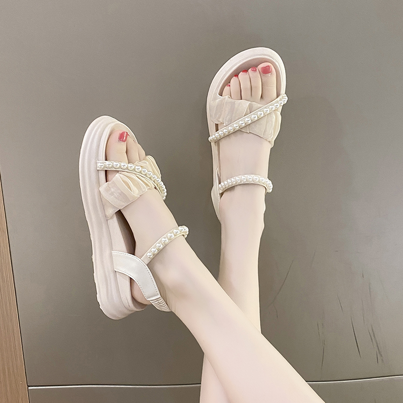 今年流行的凉鞋女2023新款仙女风百搭时尚孕妇凉拖夏季沙滩罗马鞋