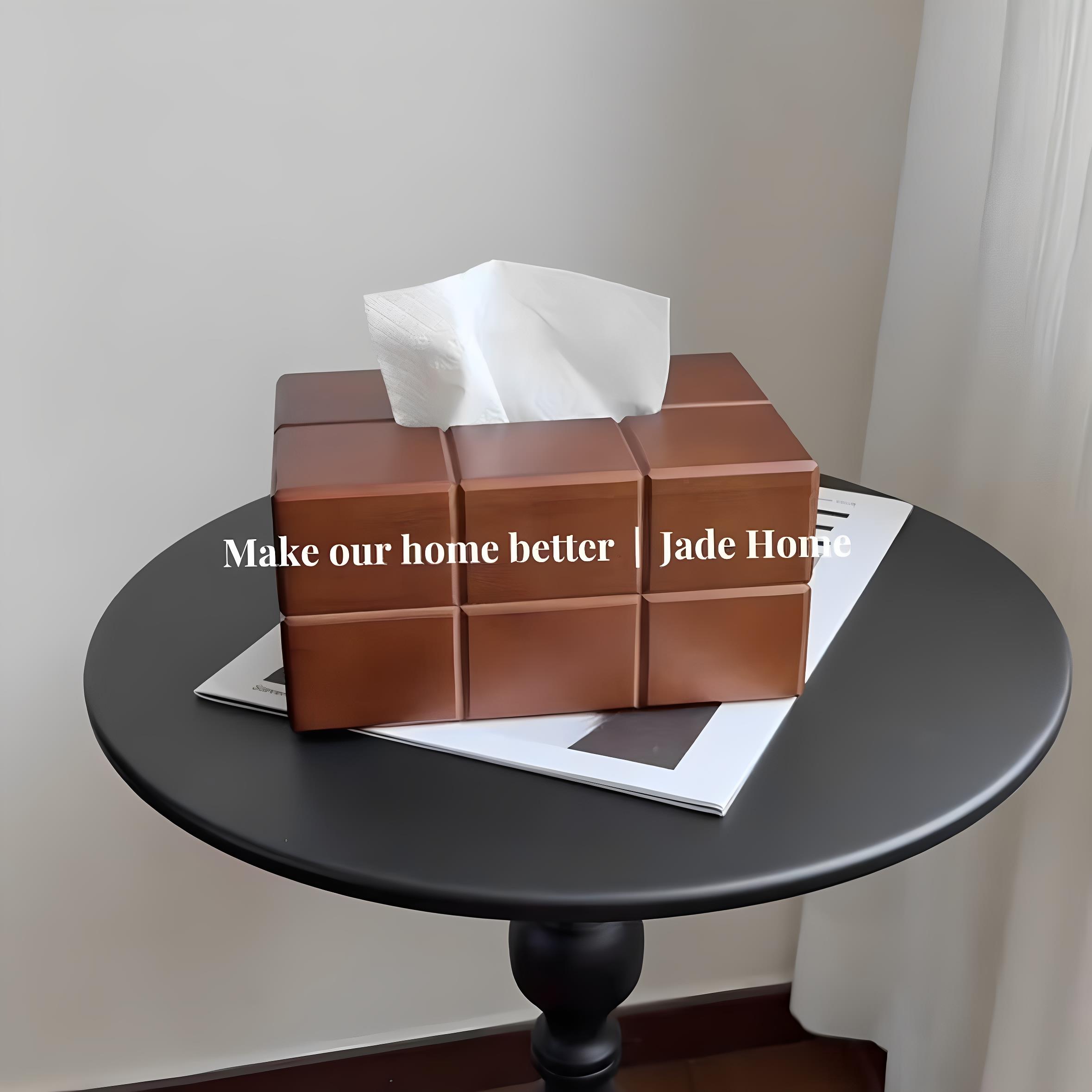 巧克力纸巾盒客厅桌面高端纸巾盒彷古风格艺术木制餐巾收纳盒