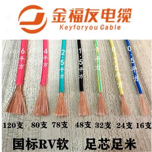 华洋国标铜芯多股软电线RV0.5平方0.75 1.5平2.5平方4平6电子线