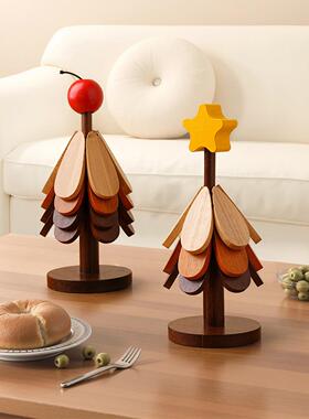 贝汉美创意圣诞树实木桌垫隔热垫高温防烫锅垫餐垫餐桌装饰品摆件