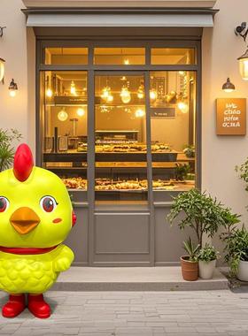 卡通公鸡雕塑模型农场炒鸡店面吉祥物大摆件户外门头网红装饰定制