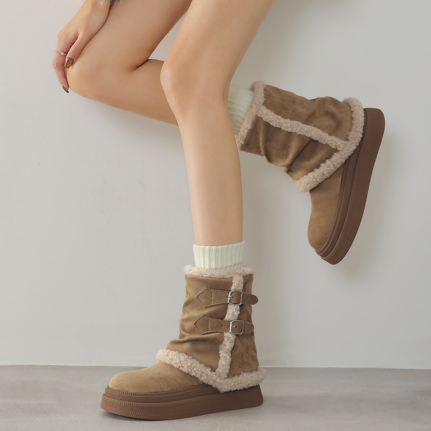 Dale时髦宠儿~厚底雪地靴女大码