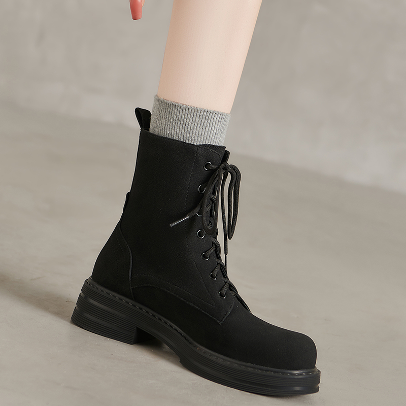 Dale~经典系带款磨砂圆头马丁靴