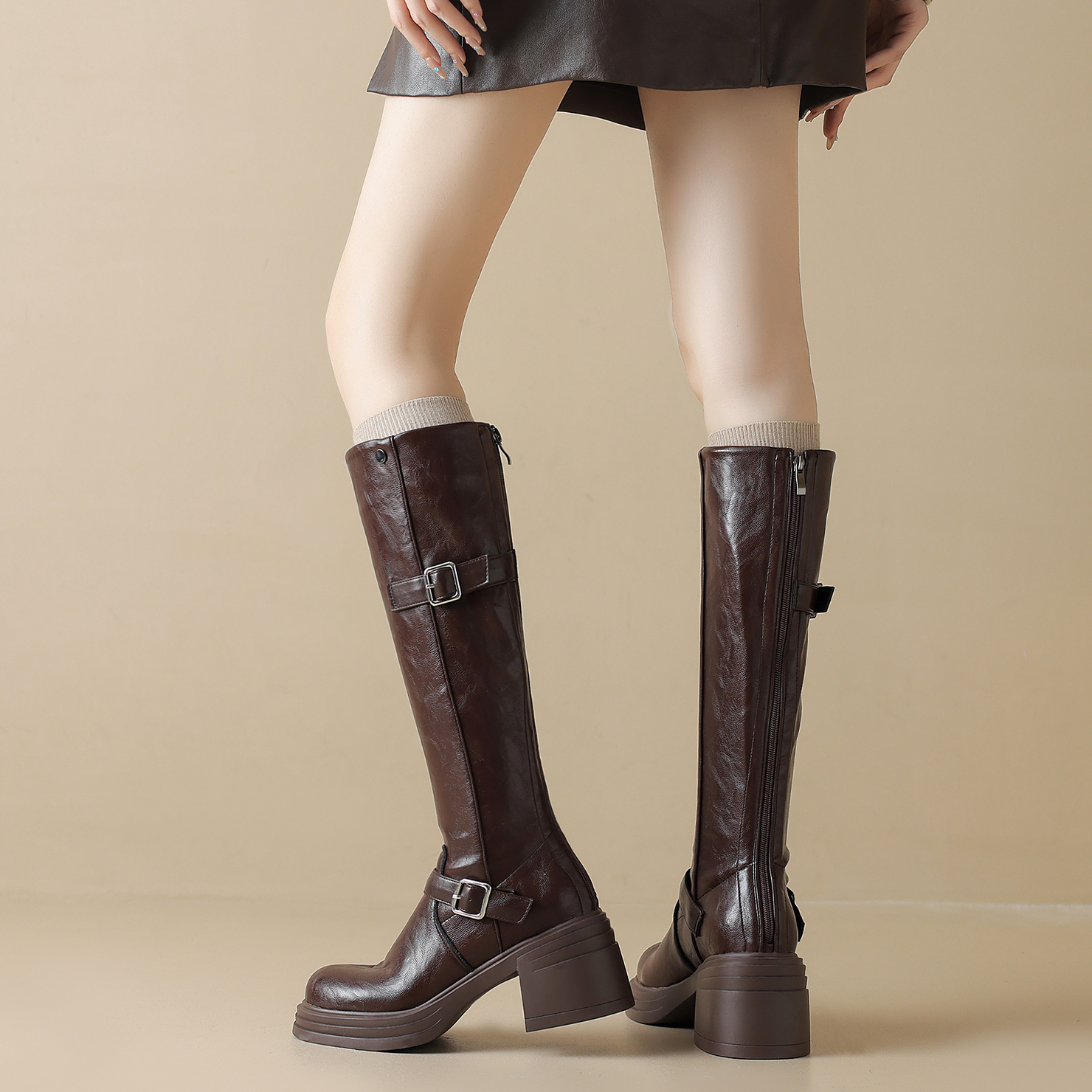 Dale黛迩~显腿长大码长筒骑士靴