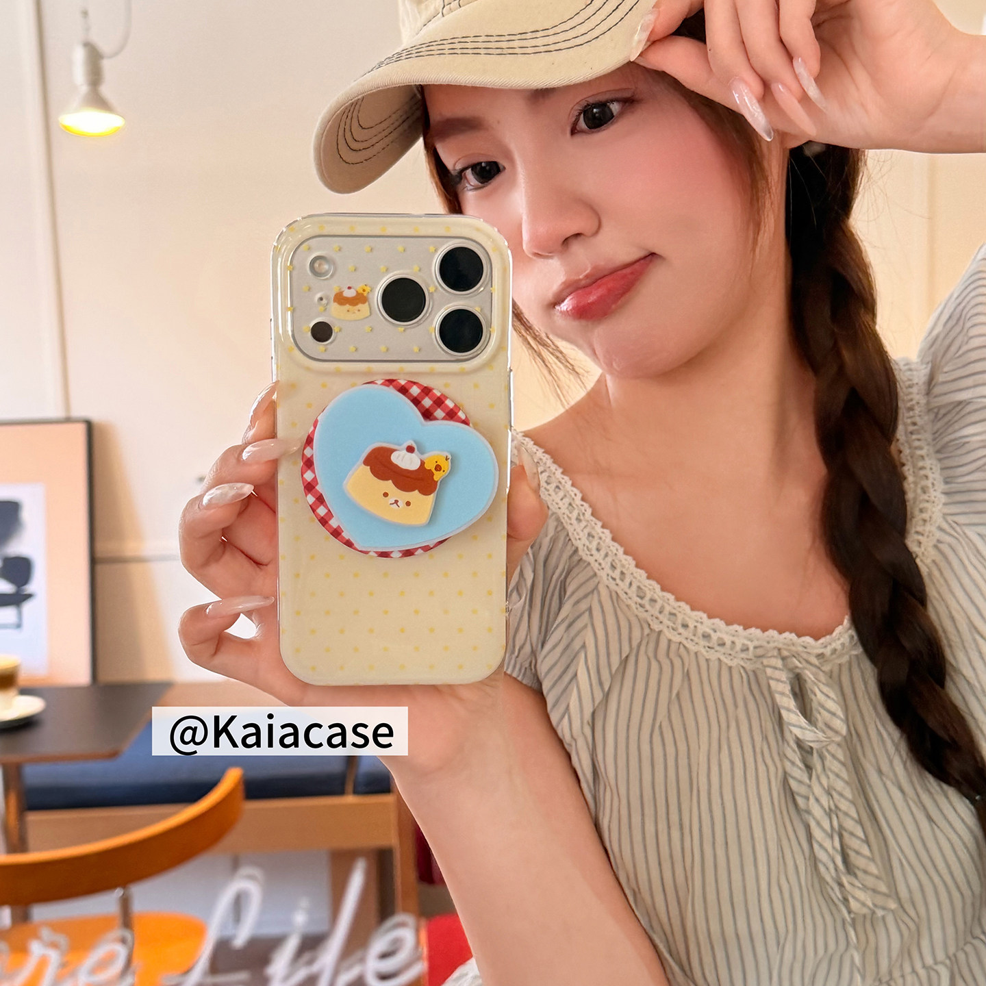 kaia 韩系波点星星布丁熊小鸡适用苹果17promax手机壳iphone16pro新款17女14pro磁吸支架15pro全包防摔手机套