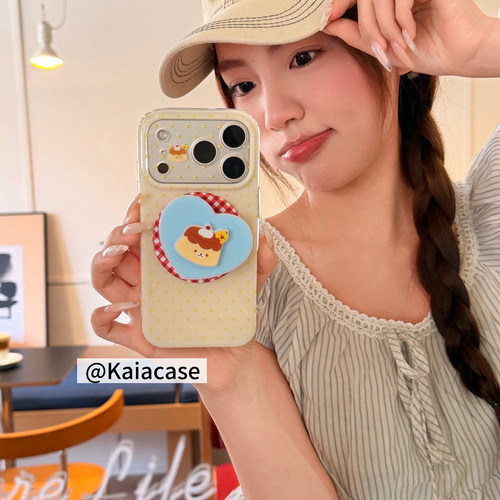 kaia 韩系波点星星布丁熊小鸡适用苹果17promax手机壳iphone16pro新款17女14pro磁吸支架15pro全包防摔手机套