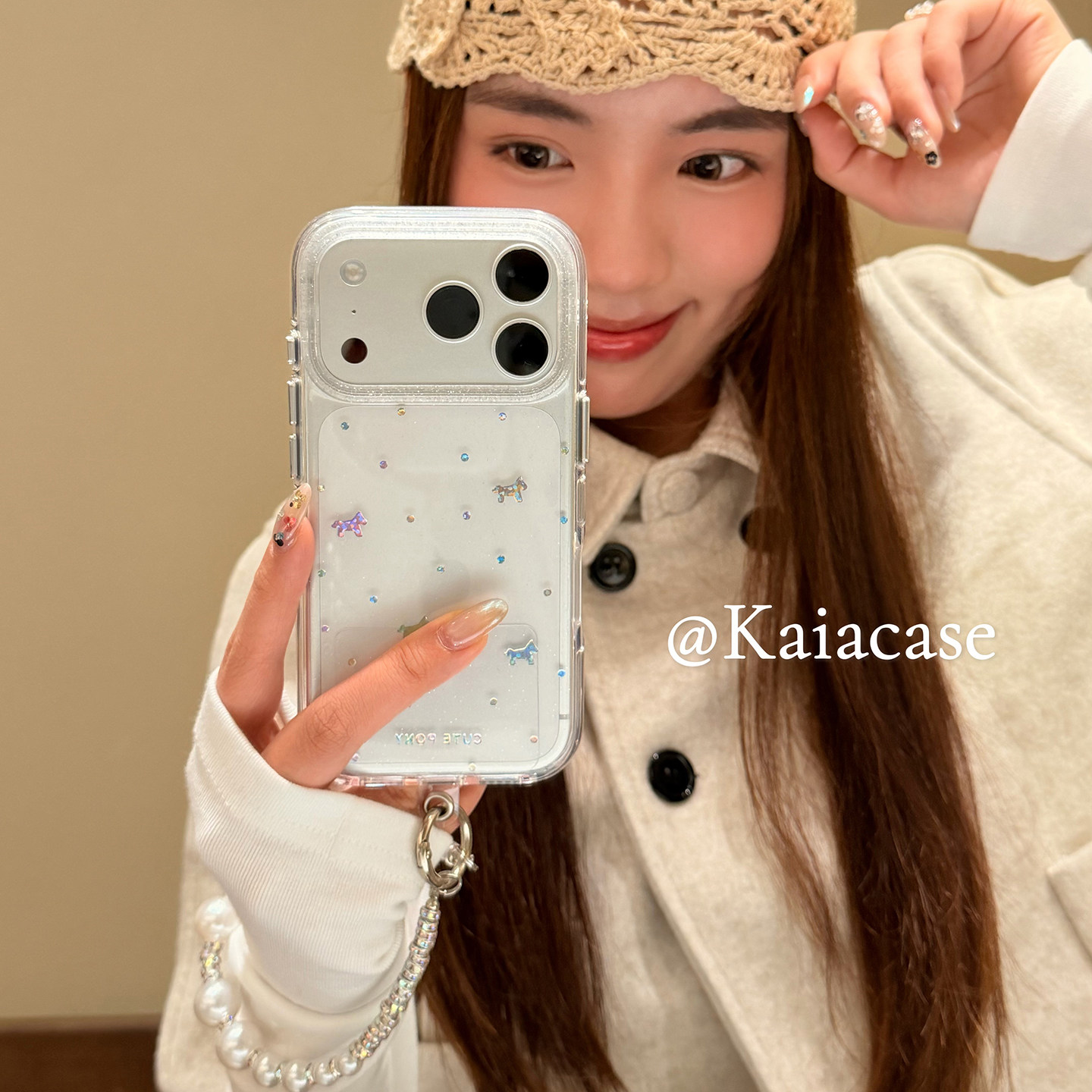 kaia 唯美ins彩色点钻小马适用苹果17promax手机壳i