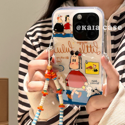 kaia 原田治卡通女孩小狗适用iphone18promax手机壳17pro苹果13新款15promax双层带挂绳全包18pm双层14女款11