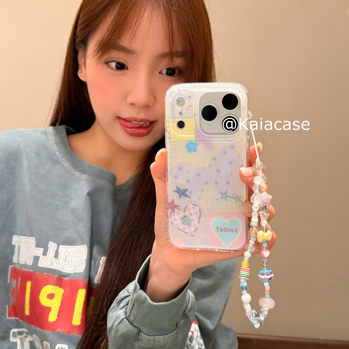 kaia日韩ins甜妹闪粉爱心星星马适用苹果17promax手机壳iphone16pro新款17女14pro带链条15pro双层防摔手机套,3C数码配件,手机保护套/壳,淘宝优惠券,粉丝福利购,淘宝优惠卷