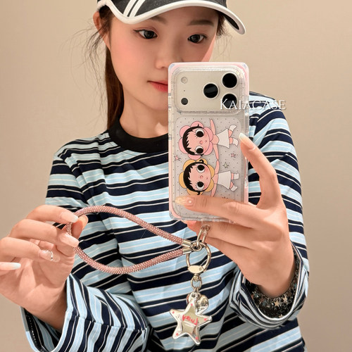kaia软萌可爱波点小玉yuy女孩适用苹果17promax手机壳iphone16pro新款15女17pro手提挂绳15pro全包防摔手机套