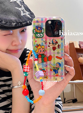 kaia 童趣动漫彩色卡通小孩适用iphone17promax手机壳苹果16新款13挂绳链条14promax女款17pro双层苹果11硬壳