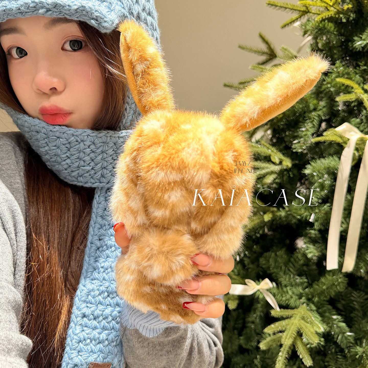 kaia秋冬ins毛绒茸兔可爱耳朵帽子适用苹果17promax手机壳iphone16pro新款17女14pro创意15pro全包防摔手机套,3C数码配件,手机保护套/壳,淘宝优惠券,粉丝福利购,淘宝优惠卷