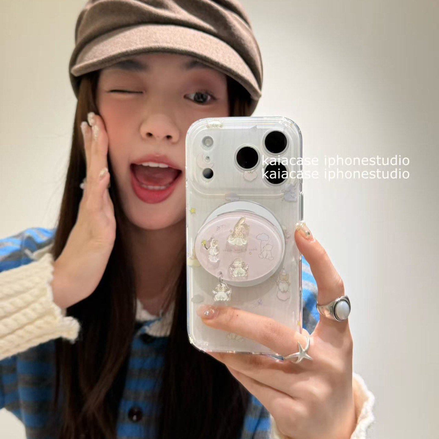 kaia 甜美小众卡通小动物挂坠适用苹果17promax手机壳i