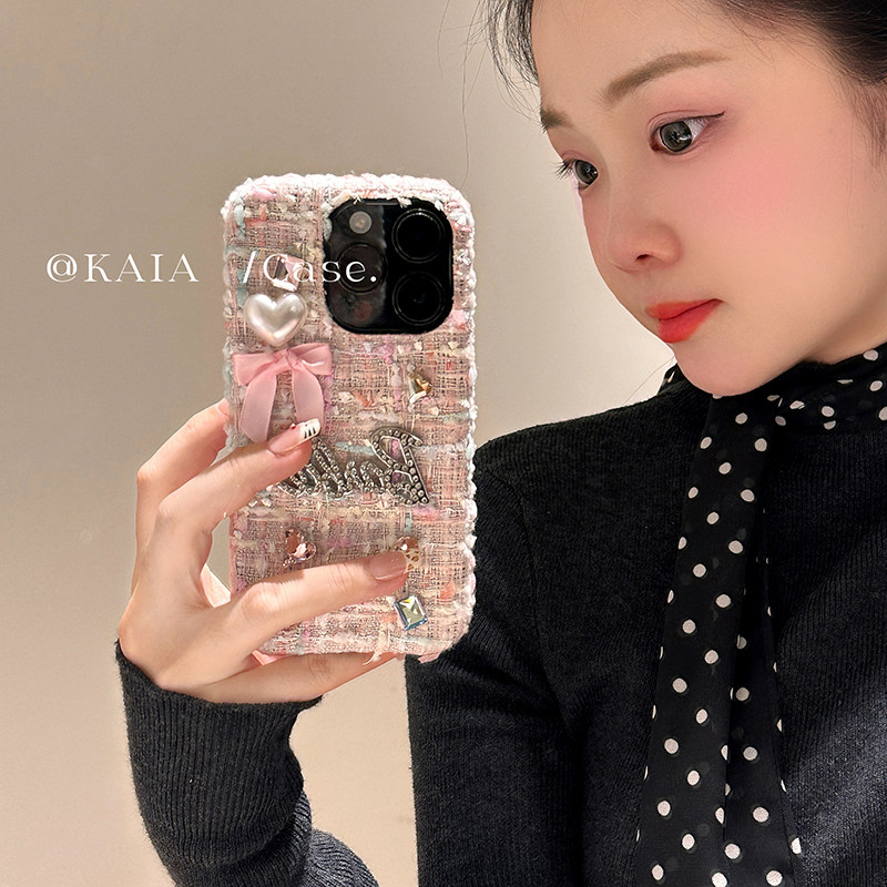 kaia 秋冬粉色小香风立体水钻蝴蝶结适用iphone16promax苹果15手机壳新款14promax创意15pro绒布14苹果保护套,3C数码配件,手机保护套/壳,淘宝优惠券,粉丝福利购,淘宝优惠卷